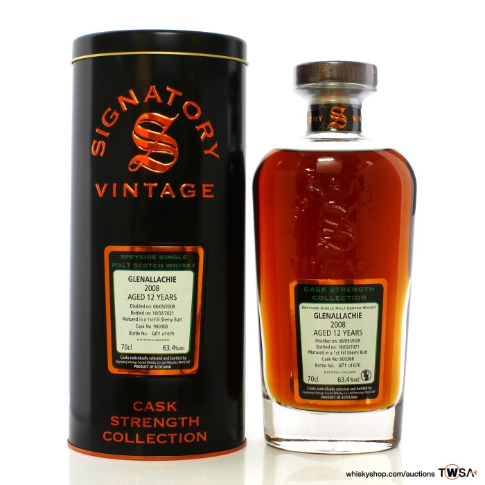 GlenAllachie 2008 12 Year Old Single Cask #900368 Signatory Vintage Cask Strength Collection